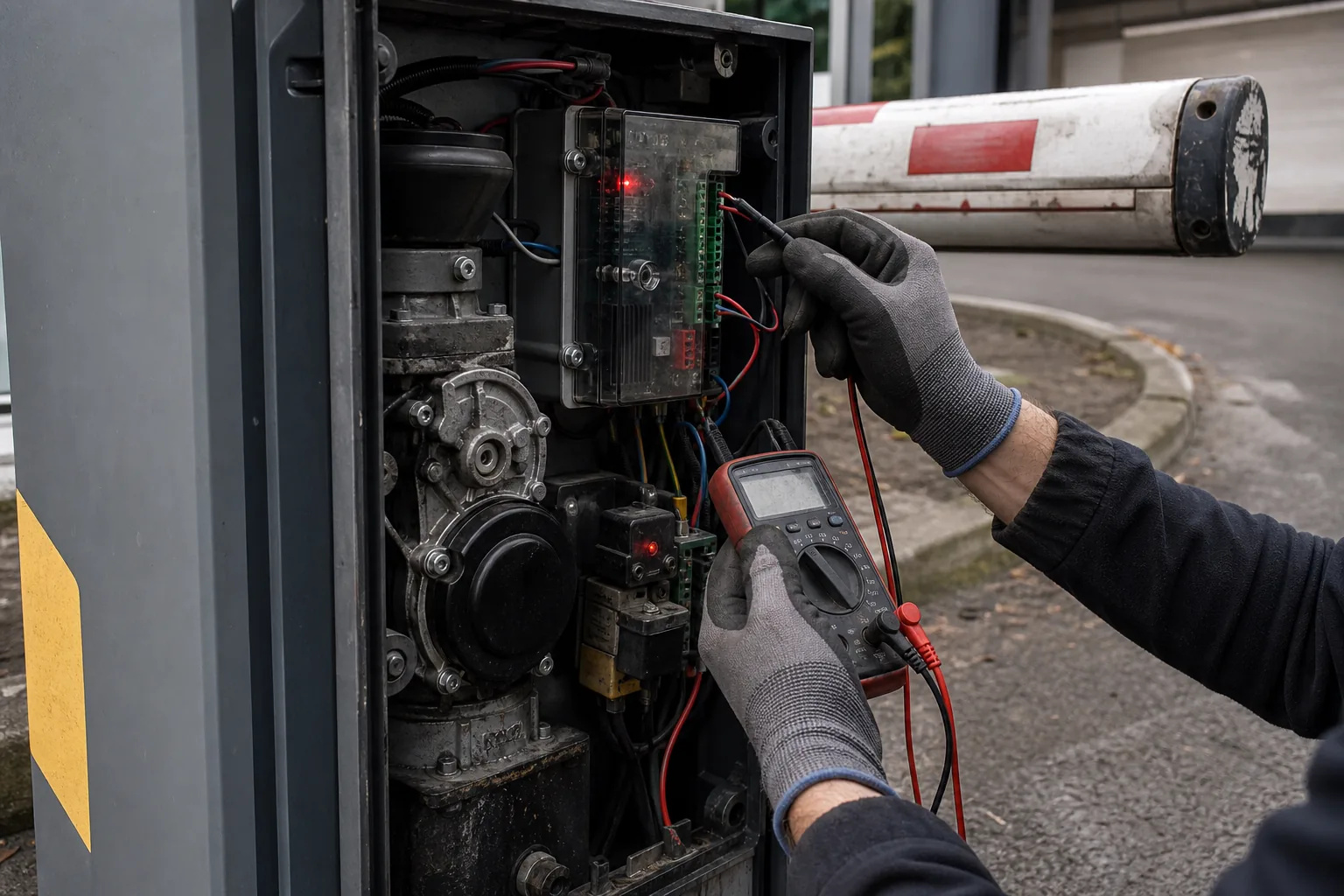 Service an Parksystem und Schranke