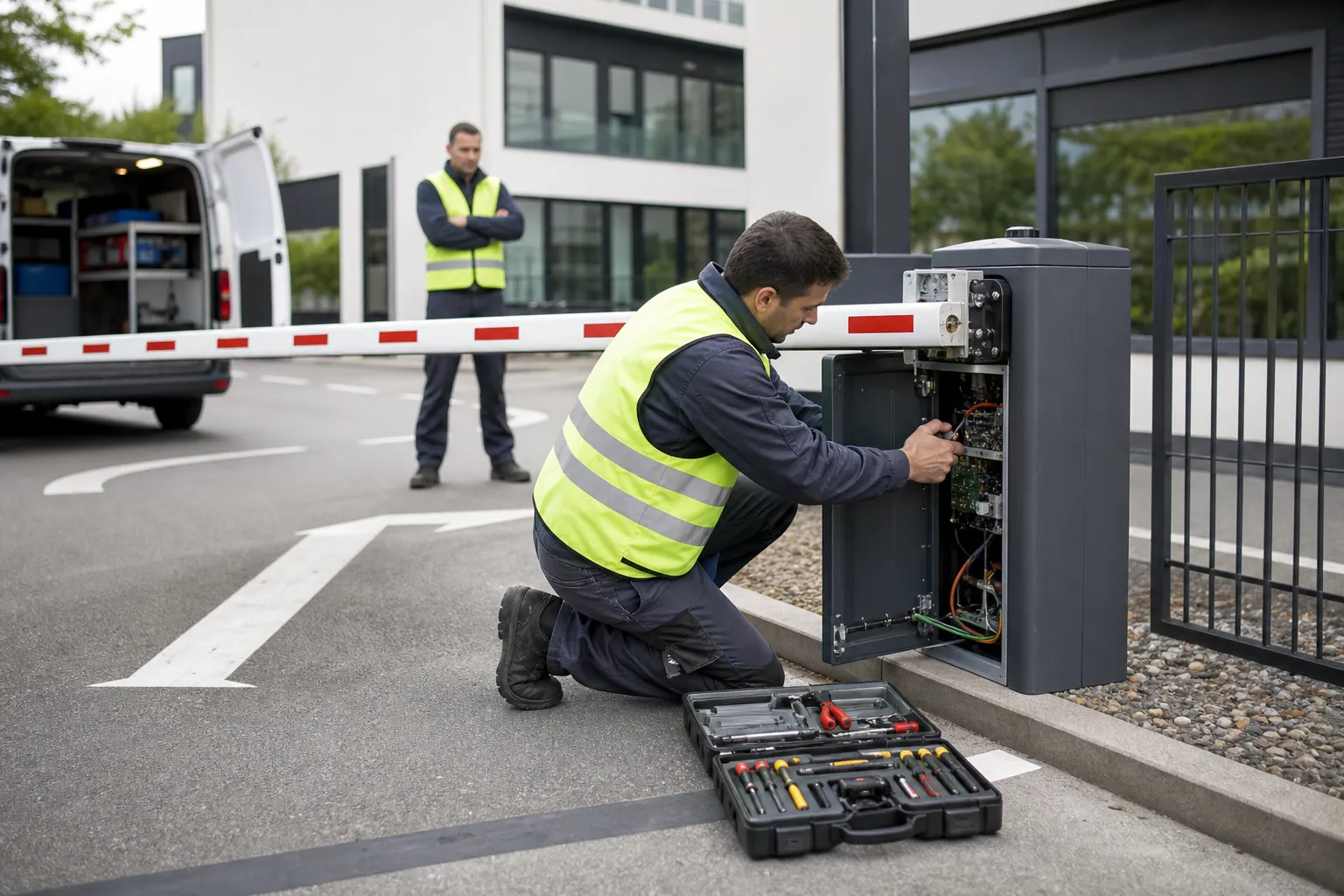 Wensauer Schrankenservice an der Zufahrt